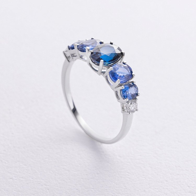 Золотое кольцо с сапфирами и бриллиантами кб0574sth от ювелирного магазина Оникс - 2