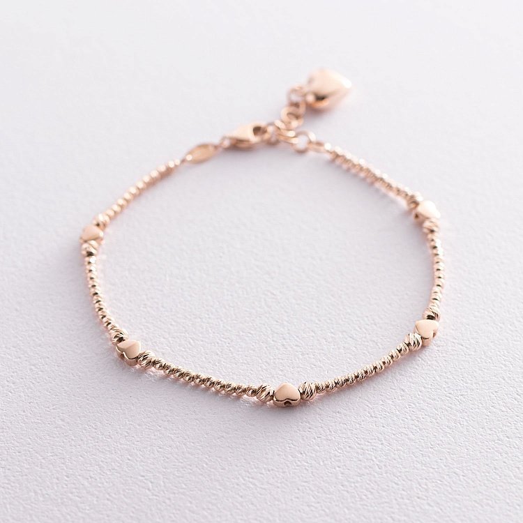 Золотой браслет "Сердечко" б03946 от ювелирного магазина Оникс - 4