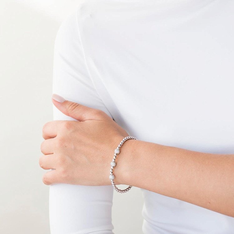 Золотой браслет "Шарики" (фианиты) б03583 от ювелирного магазина Оникс