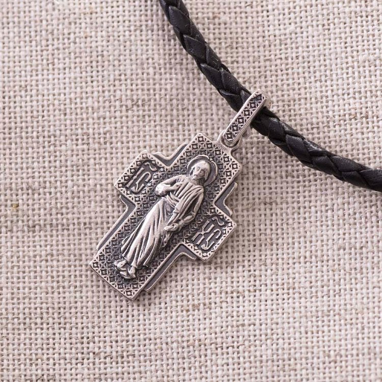 Серебряный крест "Господь Спаситель" с чернением 13844 от ювелирного магазина Оникс - 2