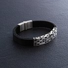 Кожаный браслет с серебряными вставками 366 от ювелирного магазина Оникс