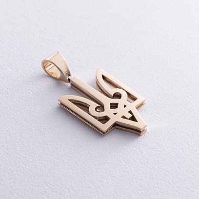 Кулон Герб Украины "Тризуб" в желтом золоте 125573100 №3