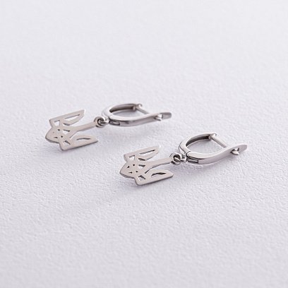 Срібні сережки "Герб України - Тризуб" 863 №4