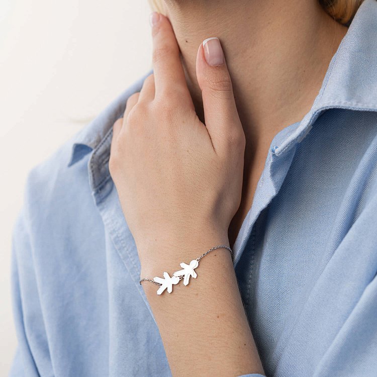 Браслет "Два хлопчики" в білому золоті (можливе гравіювання) з2089б від ювелірного магазину Онікс - 1