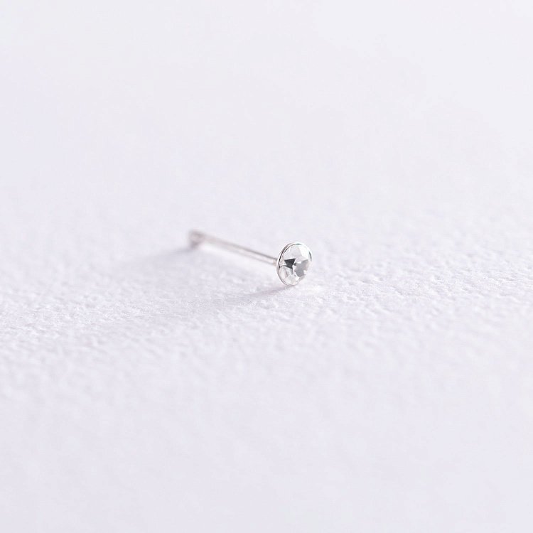 Срібний пірсинг в ніс з фіанітом пирснб від ювелірного магазину Онікс