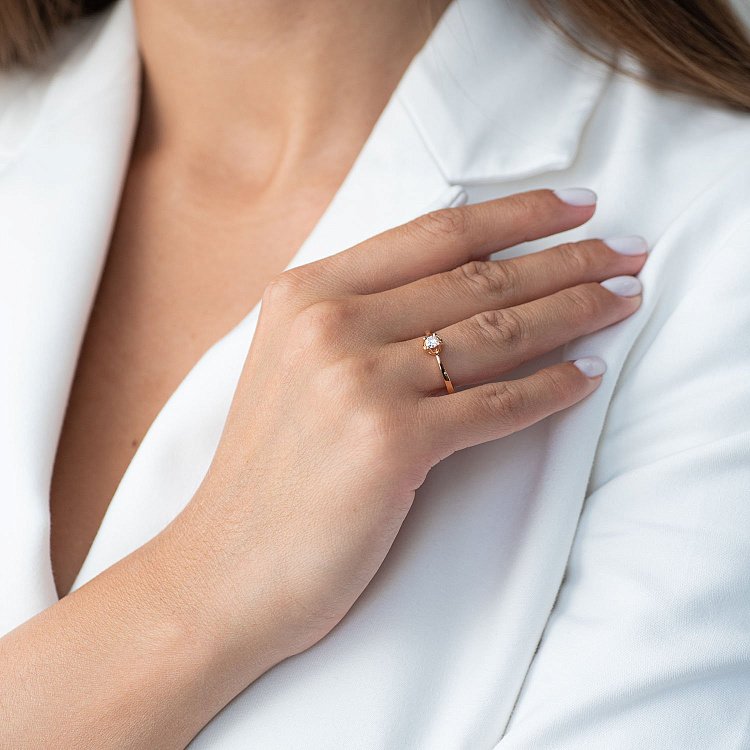 Помолвочное кольцо в красном золоте (бриллиант) кб0346ca от ювелирного магазина Оникс - 1