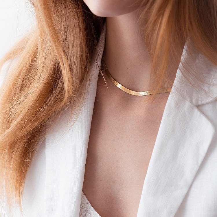 Колье "Наоми" в желтом золоте (снейк) ц00459 от ювелирного магазина Оникс - 14