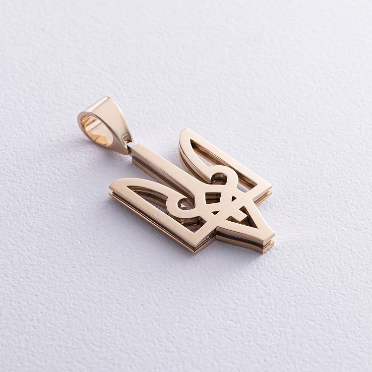 Кулон Герб Украины "Тризуб" в желтом золоте 125573100 от ювелирного магазина Оникс - 2