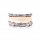 Масивное золотое кольцо с фианитами к04315 от ювелирного магазина Оникс - 1