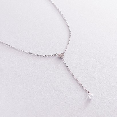 Серебряное колье с сердечком (фианиты) 181145