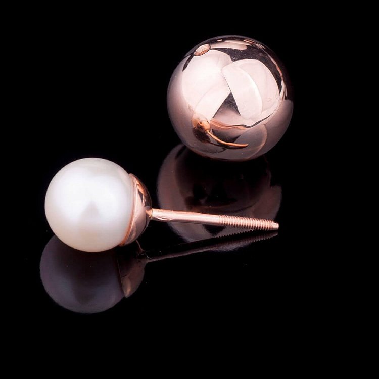 Сережки "Кульки" з культ. прісн. перлами с03440 від ювелірного магазину Онікс - 4