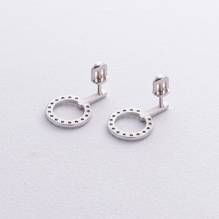 Сережки - пусети "Tessa" з фіанітами (біле золото) с08806 від ювелірного магазину Онікс - 2