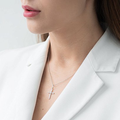 ?Золотий хрестик з діамантом пб0017 №3