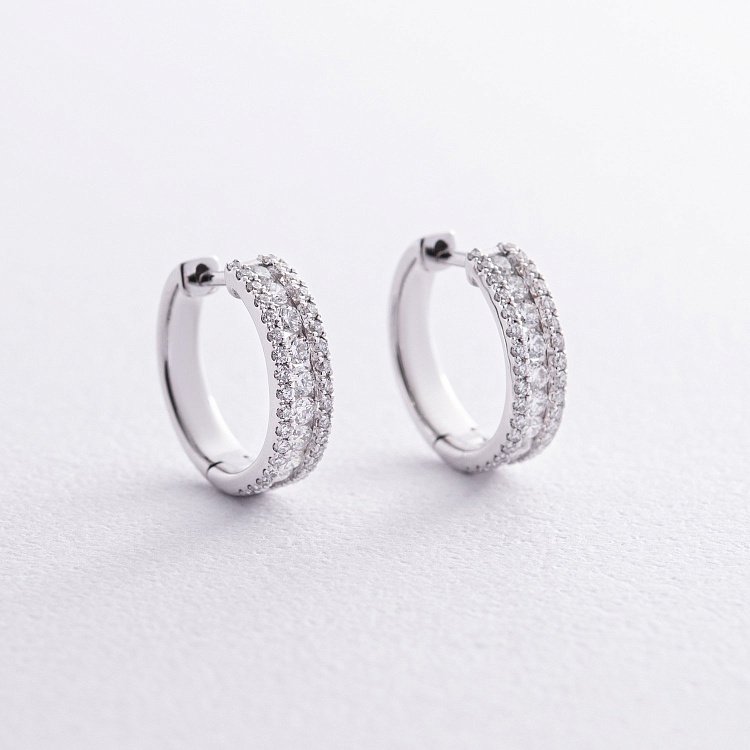 Золоті сережки - кільця з діамантами сб0447nl від ювелірного магазину Онікс