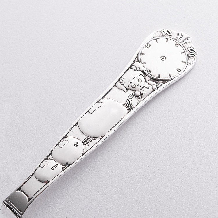 Серебряная чайная ложка "Девочка с шариками" (метрика рождения) 6343-B от ювелирного магазина Оникс - 2