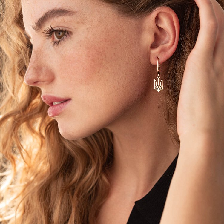 Сережки "Герб України - Тризуб" у жовтому золоті с08053 від ювелірного магазину Онікс - 3