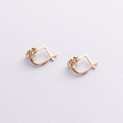 Золотые детские серьги "Клевер" с09259 №3