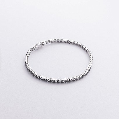 Браслет Теніс у білому золоті з чорними діамантами 542531222