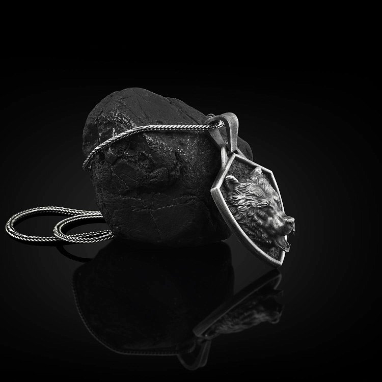 Серебряный кулон "Скандинавский Медведь Гризли" 133194 от ювелирного магазина Оникс - 1