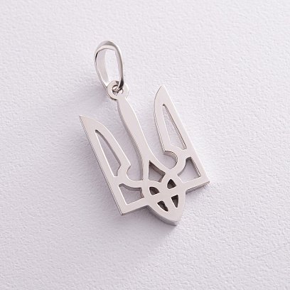 Кулон "Герб Украины - Тризуб" в белом золоте п03715 №3