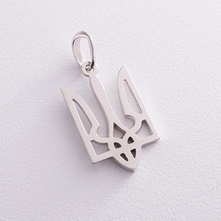 Кулон "Герб Украины - Тризуб" в белом золоте п03715 от ювелирного магазина Оникс - 2