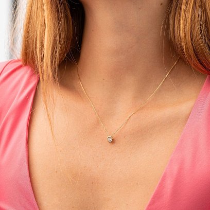 Золотое колье с фианитом кол01640 №2