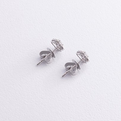 Золоті сережки - пусети "Конюшина" діамантами сб0544са №3