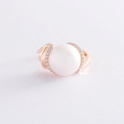 Золота каблучка (перлина, діаманти) к467 №3