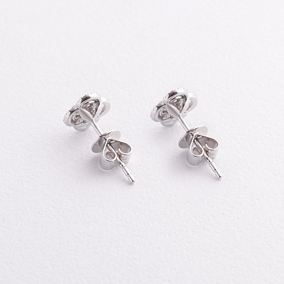 Золотые серьги - пусеты "Клевер" (бриллианты) сб0619lg №3