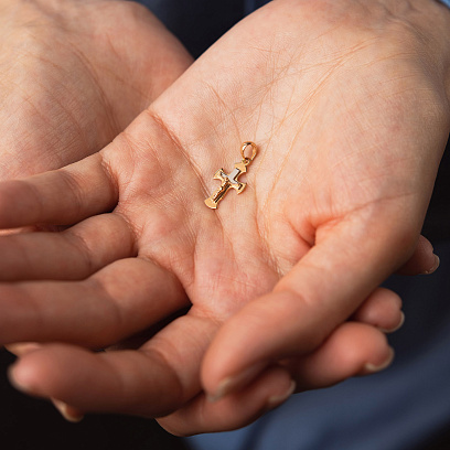 Крестик с распятием (красное, белое золото) п03996 №2