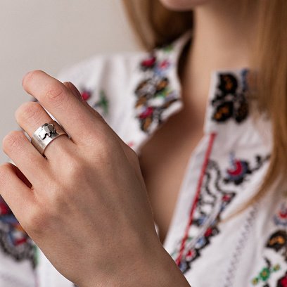 Серебряное кольцо "Карта Украины" 112649 №2