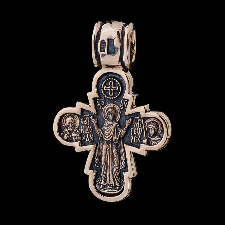 Золотой крестик с распятием п02515 от ювелирного магазина Оникс - 1