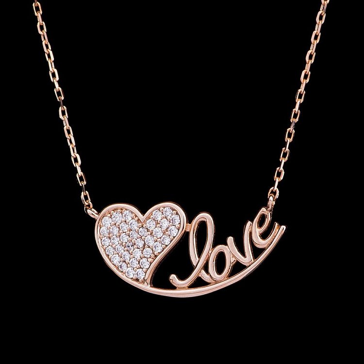 Золоте кольє "Love" з фіанітами кол01025 - 3 Золоте кольє "Love" з фіанітами кол01025 від ювелірного магазину Онікс - 3