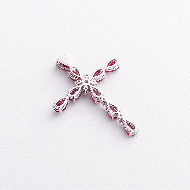 Золотий хрестик з діамантами і рубінами пб0378nl від ювелірного магазину Онікс - 1