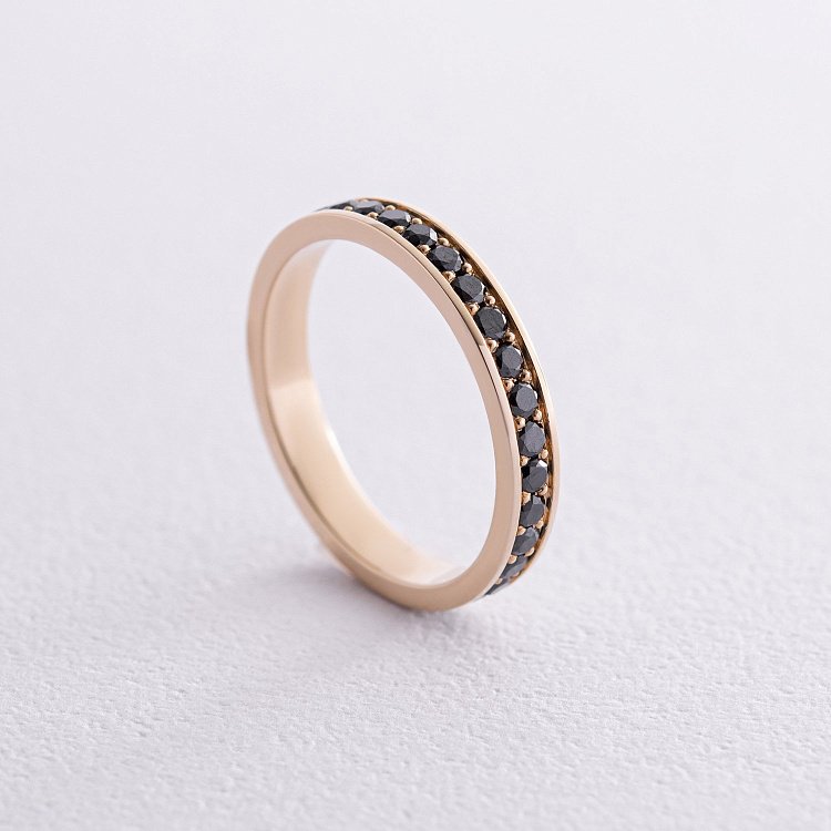 Золотое кольцо с дорожкой черных бриллиантов 229833122 от ювелирного магазина Оникс