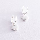 Сережки "Сердечки" з фіанітами (срібло) 122813 от ювелирного магазина Оникс