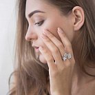 Срібний перстень "Метелик і клевер" з перламутром і фіанітами 111773 от ювелирного магазина Оникс - 3