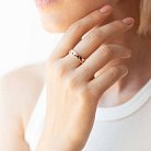Золотое кольцо "Сердечки" с фианитами к07044 от ювелирного магазина Оникс - 1