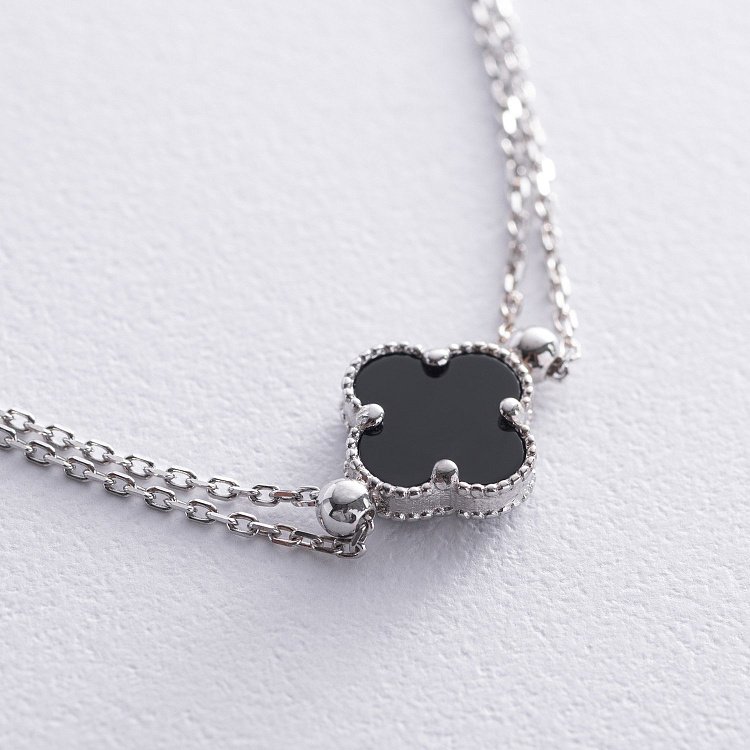 Серебряный браслет "Клевер" с ониксом 141672 от ювелирного магазина Оникс - 3