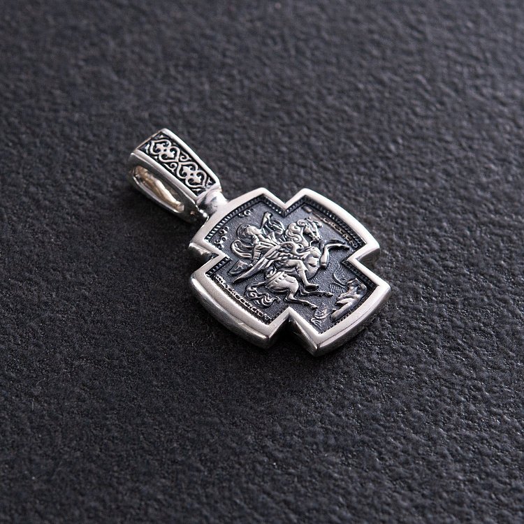 Серебряный крестик Архангел Михаил 131191 от ювелирного магазина Оникс - 1