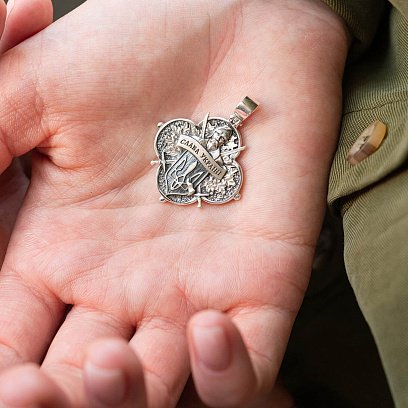 Серебряный кулон "Український козак. Борітеся-поборете, Вам Бог помагає" 133137 №3