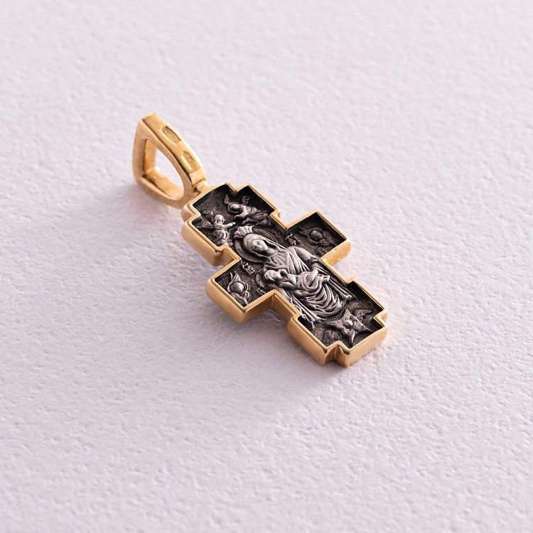 Серебряный крестик с позолотой "Распятие. Икона Божией Матери "Млекопитательница" 131689 - 1 Серебряный крестик с позолотой "Распятие. Икона Божией Матери "Млекопитательница" 131689 от ювелирного магазина Оникс - 1