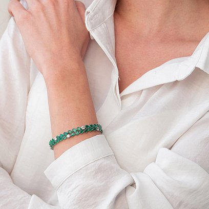 Золотой браслет с изумрудами и бриллиантами бб0027nl №8