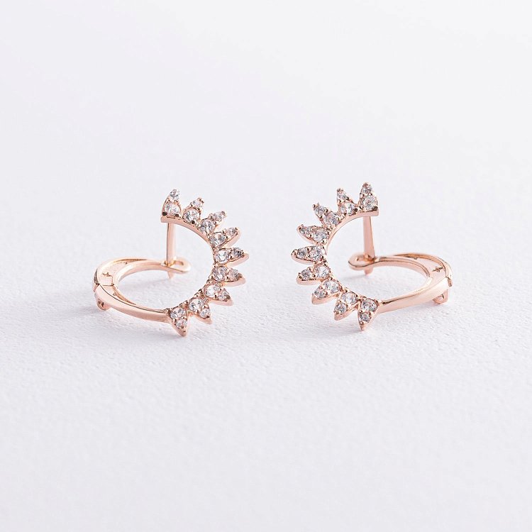 Золоті сережки з фіанітами с07484 від ювелірного магазину Онікс - 3