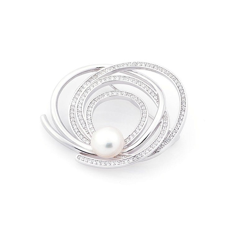 Срібна брошка з фіанітами 16109 від ювелірного магазину Онікс