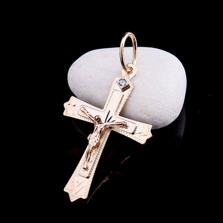 Православний хрест з розп'яттям (фіаніт) п01162 від ювелірного магазину Онікс - 2