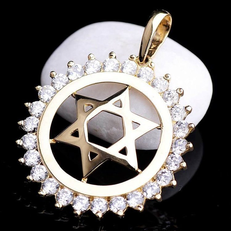 Золотая подвеска "Звезда Давида" с фианитами п01516 от ювелирного магазина Оникс