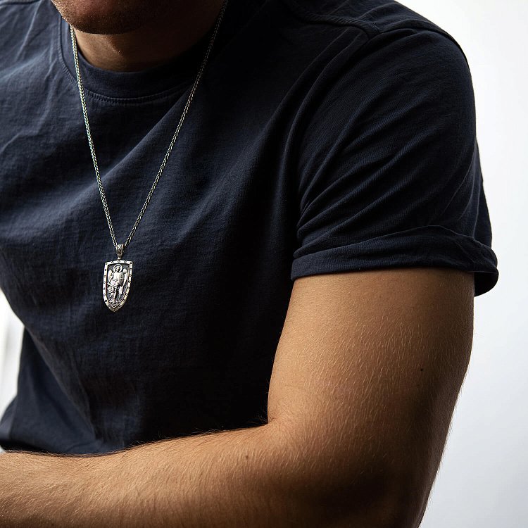 Серебряный кулон "Архангел Михаил моли Бога о нас" 133224 от ювелирного магазина Оникс - 2