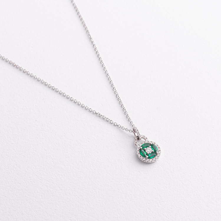 Золотое колье с изумрудами и бриллиантами колб0180ca от ювелирного магазина Оникс