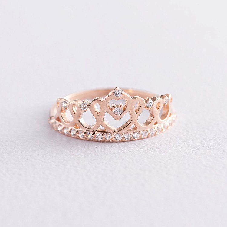 Золотий перстень "Корона" з фіанітами к06292 Золотий перстень "Корона" з фіанітами к06292 від ювелірного магазину Онікс